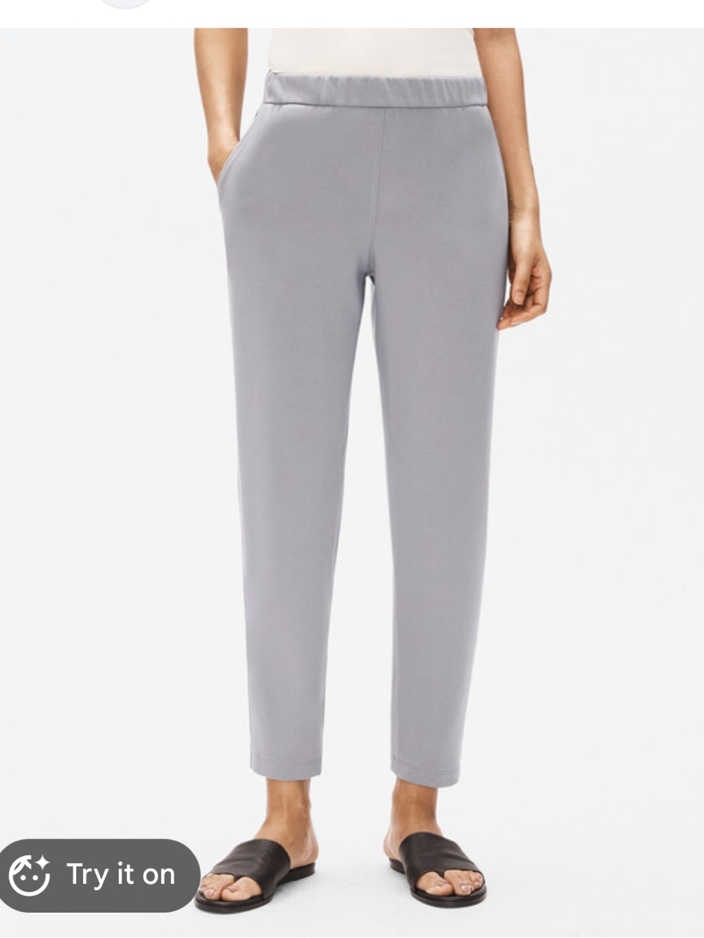 Eileen Fisher Slouch Ankle Light Gray Ponte Pull-On Pant sz S